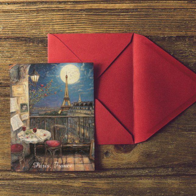 Postal Romantic Paris France Eiffel Tower Illustration (Romantic Vintage Paris France Eiffel Tower Postcard)