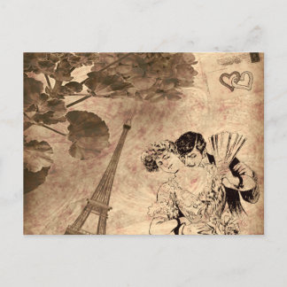 Postal Romantic Paris Vintage