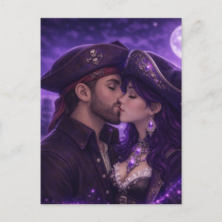 Postal Romantic Pirate Couple Postcard