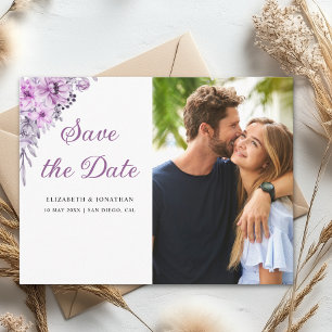 Postal Romantic Purple Flowers Wedding