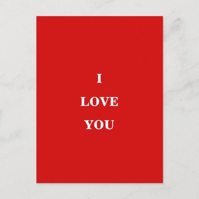 Postal Romantic Red I Love You Valentine's Day Card (Anverso)
