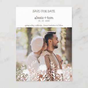 Postal Romantic Simple Wildflowers Photo Wedding