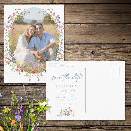 Postal Romantic Spring Wildflower Garden Photo Save Date