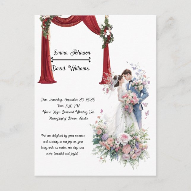 Postal Romantic Theater Arch Wedding Invitation Card (Anverso)
