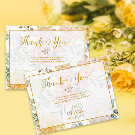 Postal Romantic Yellow Floral Bridal Shower Thank You