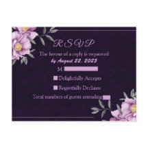 Romántica acuarela Púrpura Boda RSVP