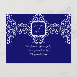 Postal romántica blanca de RSVP del monograma