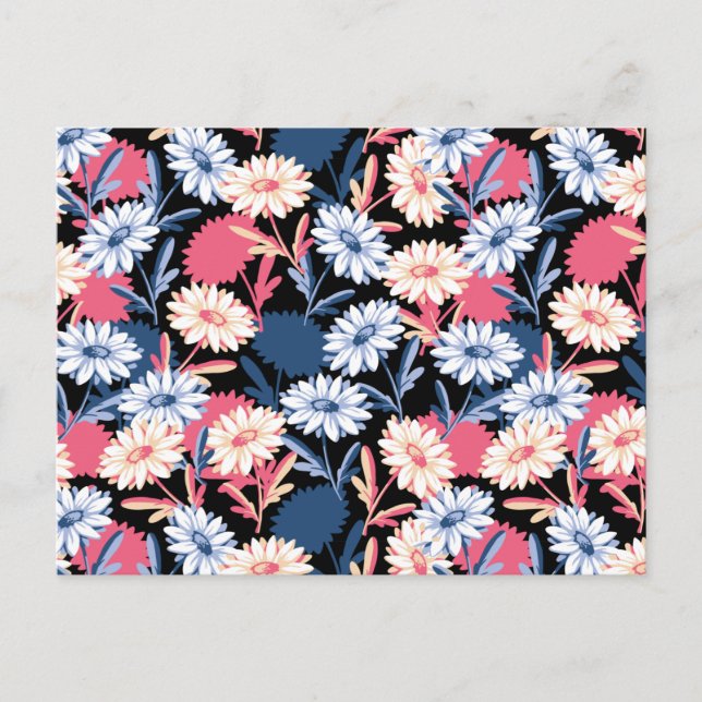 Postal Romántica flor de margarita en la noche (Anverso)