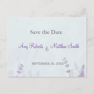 Postal Romántica Floral Lavanda Boda Guardar la Fecha
