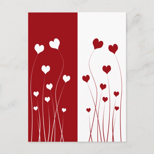 Postal romántica moderna de amor blanco rojo (Anverso)