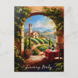 Postal Romántica pintura en el valle de la Toscana Italia