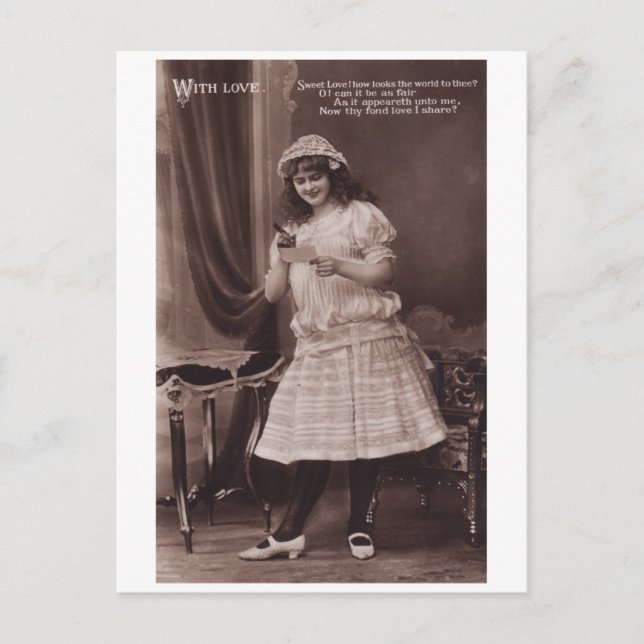 Postal romántica vintage de Belle Époque (Anverso)