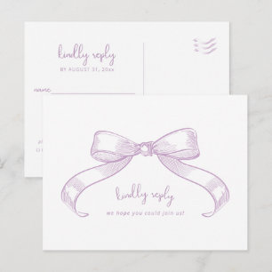 Postal Romántico Bow   Lilac Comal Choice Boda