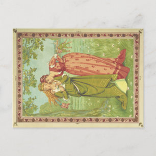 Postal Romántico Elegante Vintage San Valentín, Era Victo