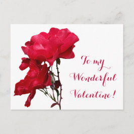 Postal Romántico Feliz San Valentín rosa rojo amor floral