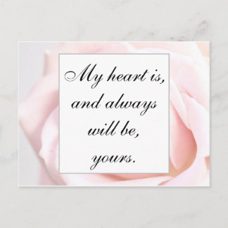 Postal Romántico floral rosa pálido cita de amor de Jane