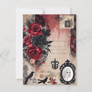 Postal Romántico Gótico Whimsical Vintage Elegante