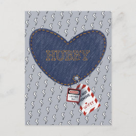 Postal Romántico Hubby Wifey Etiqueta de bloqueo eléctric