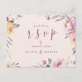 Postal Romántico jardín acuarela boda floral RSVP