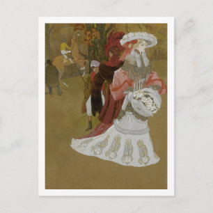 Postal Romántico, mujer Bonito, moda, cosecha
