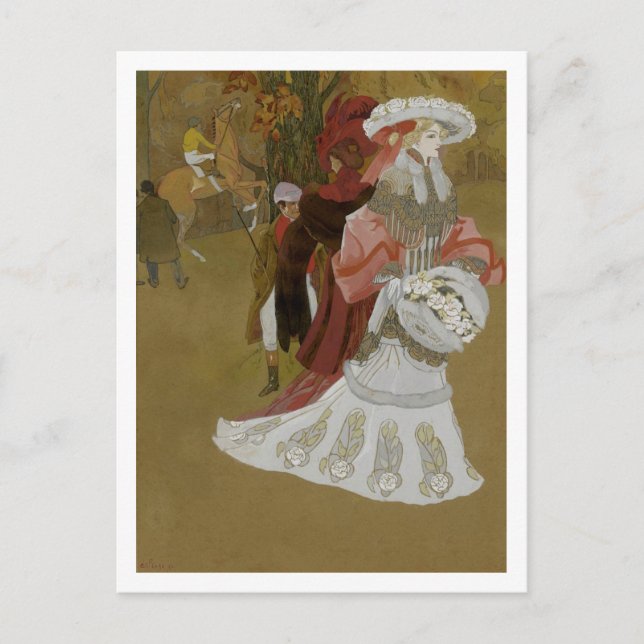 Postal Romántico, mujer Bonito, moda, cosecha (Anverso)