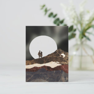 Postal Romántico paisaje de mármol iluminado por luna