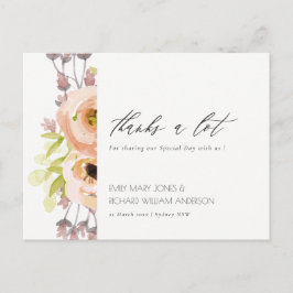 POSTAL ROMÁNTICO ROMÁNTICO, PURPLE, AZUL FLORAL GRACIAS