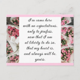 Postal Romántico Rubor Rosa Floral Cita de Amor de Jane A