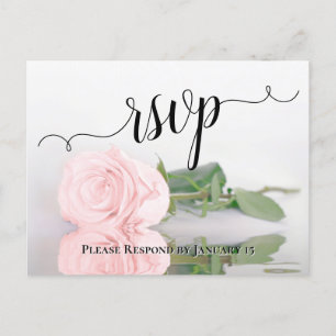 Postal Romántico Rubor Rosa Reflejando Boda Rosa RSVP