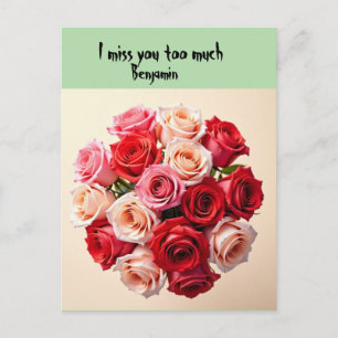 Postal Romántico "Te extraño mucho" Rose Bouquet
