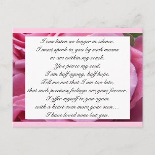 Postal Romántico tono rosa floral cita de amor de Jane Au