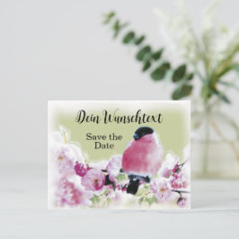 Postal Romantischer Gimpel auf Rosa Kirschblüten