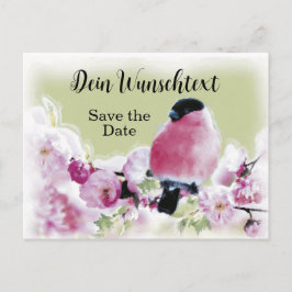 Postal Romantischer Gimpel auf Rosa Kirschblüten