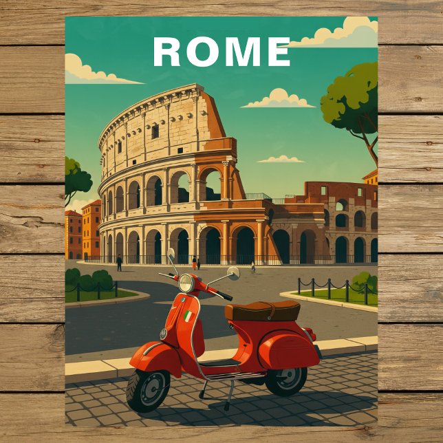 Postal Rome Italy Ancient Colosseum & Vintage Scooter (Rome Italy Ancient Colosseum & Vintage Scooter Postcard
)
