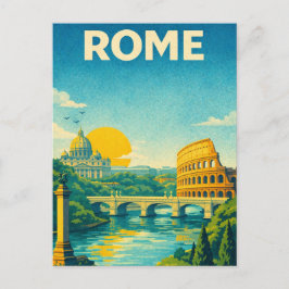 Postal Rome Italy Retro Travel Postcard