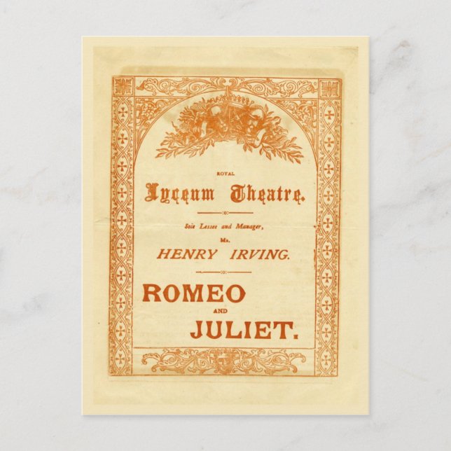 Postal Romeo y Julieta de Henry Irving (Anverso)