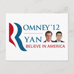 Postal Romney / Ryan 2012 para presidente y vicepresident