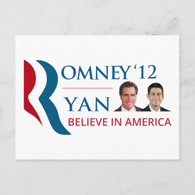 Postal Romney / Ryan 2012 para presidente y vicepresident (Anverso)