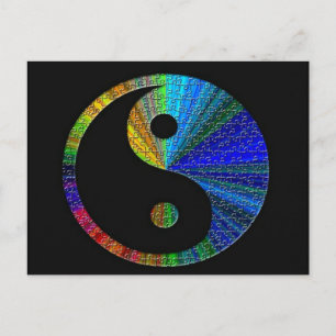 Postal Rompecabezas colorido Yin Y Yang