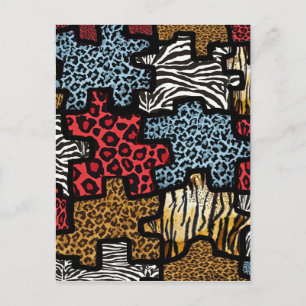 Postal Rompecabezas de estampado animal Rockabilly RAB