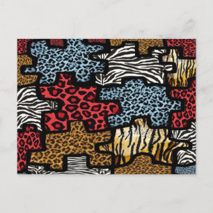 Postal Rompecabezas de estampado animal Rockabilly RAB