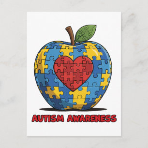 Postal Rompecabezas de manzana corazón de conciencia del 