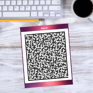 Postal Rompecabezas de Maze 24 Rojo   Cartas de actividad