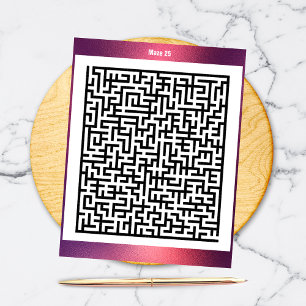 Postal Rompecabezas de Maze 25 Rojo   Cartas de actividad