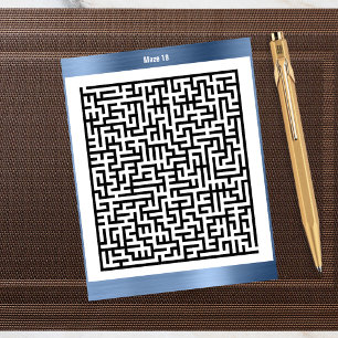 Postal Rompecabezas de Maze Diecinueve Azul   Cartas de a
