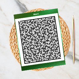 Postal Rompecabezas de Maze Seis Verde | Cartas de activi