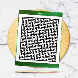 Postal Rompecabezas de Maze Siete Verde | Cartas de activ