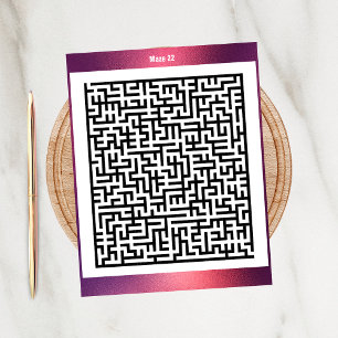 Postal Rompecabezas de Maze Veintidós Rojo   Cartas de ac