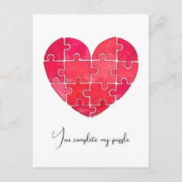 Postal Rompecabezas del amor resuelto, corazón de rompeca