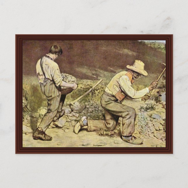 Postal Rompiendo Piedra Por Courbet Gustave (Anverso)